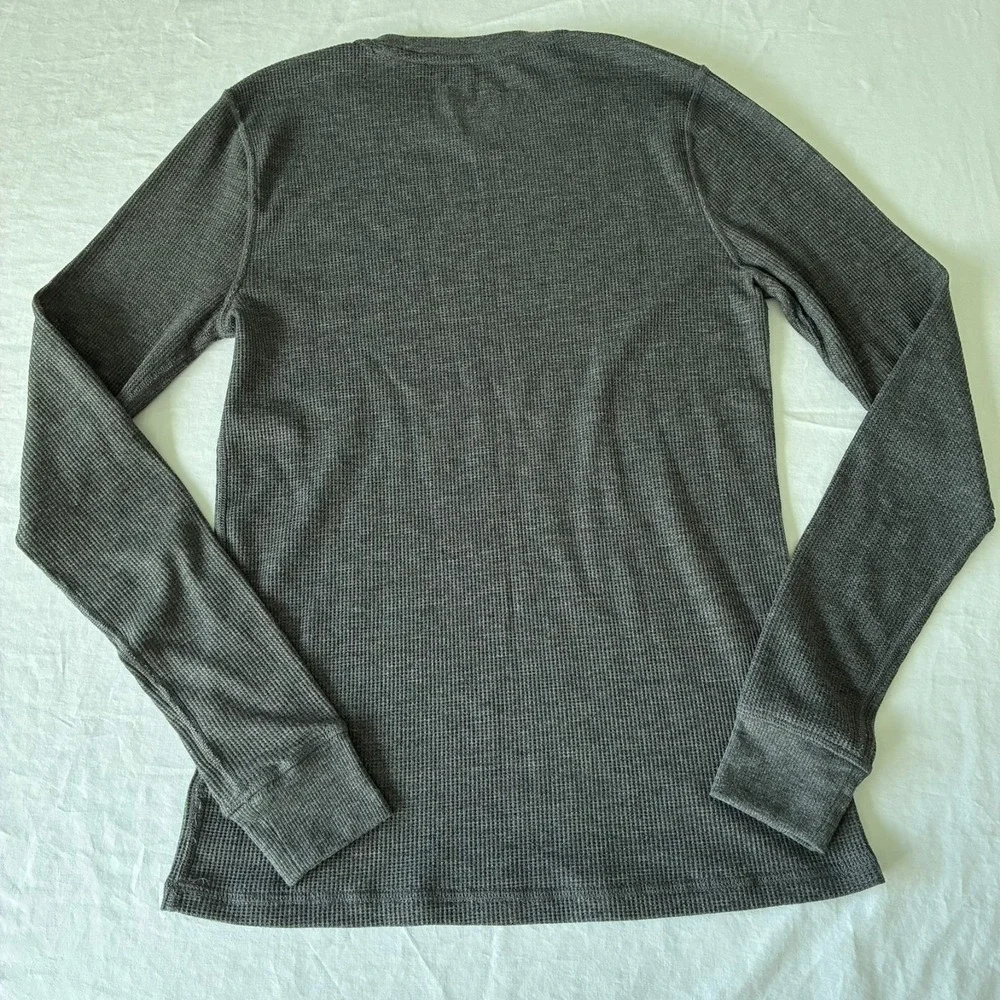 Climatesmart Cuddl Duds Mens Gray Waffle Knit Midweight Thermal Base Layer Top S